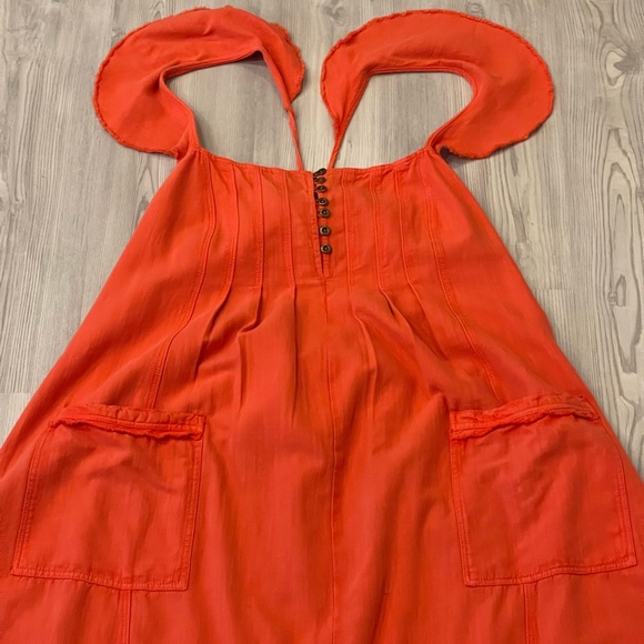 Anthropologie Pilcro Flutter Sleeve Coral Midi Dress - Picture 5 of 12